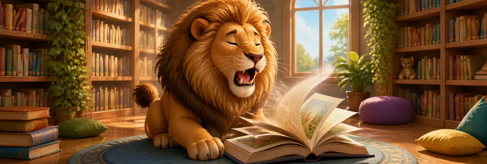 Illustration for Lion at the Library